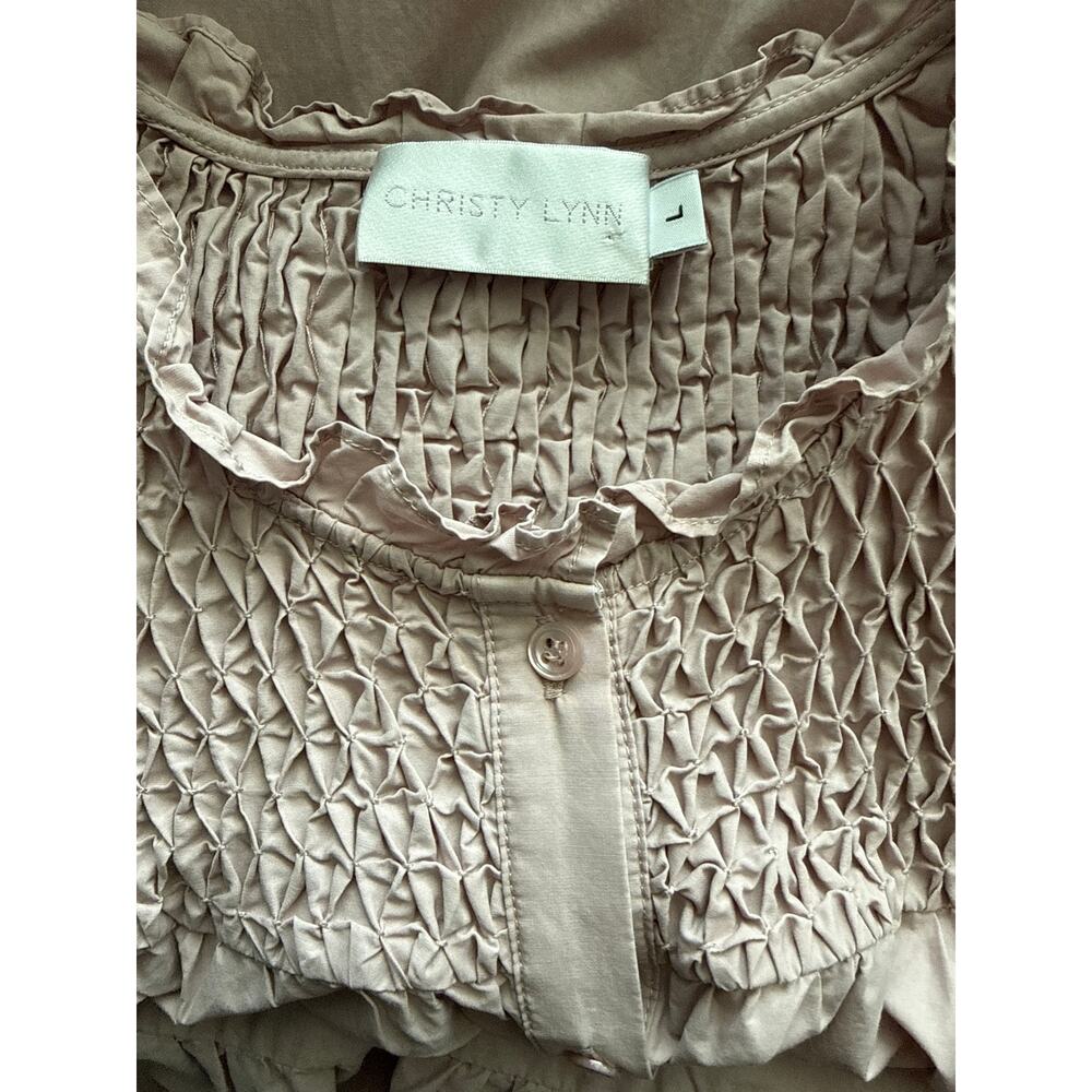 Christy Lynn Eleanor Poplin Puff Sleeve Button Front Maxi in Blush Size Large - Picture 8 of 12